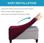 Ottoman Cover, Stretch Rectangle Velvet Ottoman Slipcovers of Foot Stool - Image 4