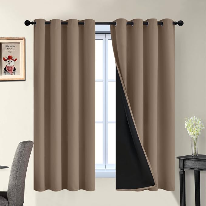 Yakamok Khaki Blackout Curtains 63 Inches Long by Yakamok