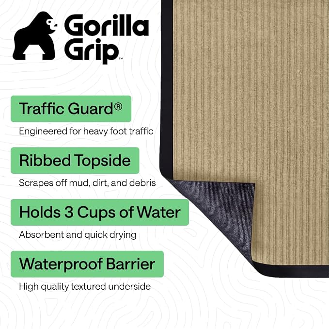 GORILLA GRIP Waterproof Traffic Guard Door Mat, 2 Pack Indoor Outdoor Durable - Image 2