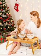 Bamboo Bed Tray Table with Foldable Legs, Breakfast Tray - Image 2