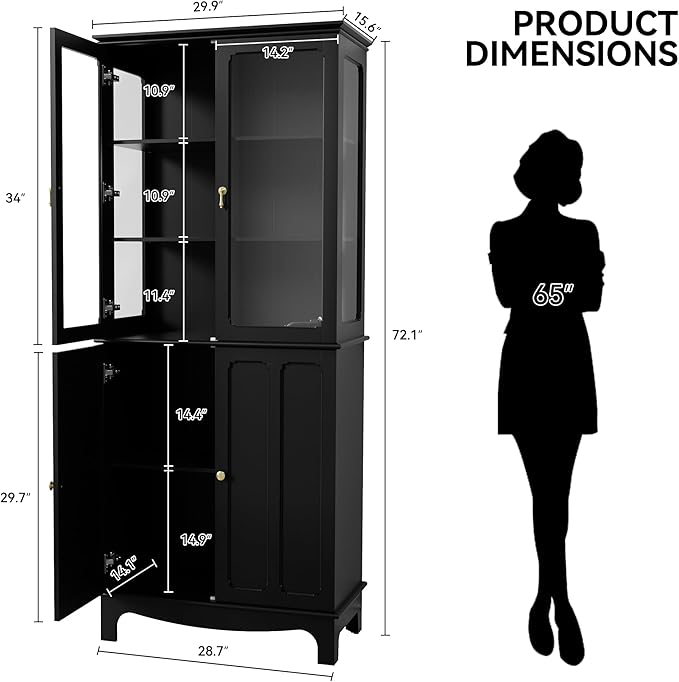 ARTPOWER 72" Freestanding Kitchen Pantry Storage Sideboard, Classical Tall - Image 2