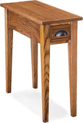One Drawer Bin Pull Narrow Side Table, Solid Wood, Candleglow Brown, and Small by LeickFurniture