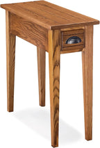 One Drawer Bin Pull Narrow Side Table, Solid Wood, Candleglow Brown, and Small by LeickFurniture