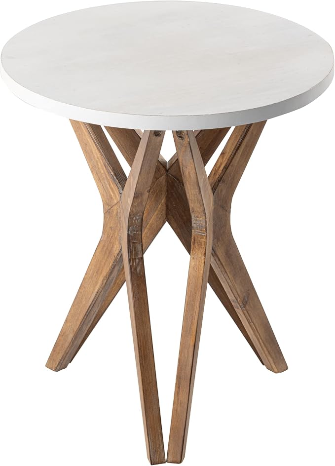 Pedestal Farmhouse End Table Set of 2, Distressed Top - Image 8