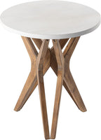 Pedestal Farmhouse End Table Set of 2, Distressed Top - Image 8