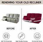 5-Piece Recliner Sofa Covers, Stretch Geometric Strokes Jacquard Recliner Sofa - Image 6
