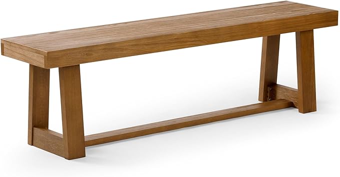 Plank+Beam 60 Inch Farmhouse Dining Bench, Solid Wood Entryway Bench, Wooden - Image 3