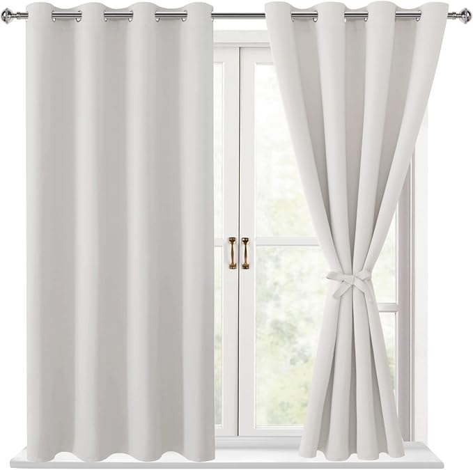 Blackout Curtains for Bedroom, 2 Drape Panels, 52 x 45 Inch | Thermal Insulated by Hiasan