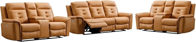 ANJ 3-Piece Faux Leather Power Recliner Sofa Set - Image 8