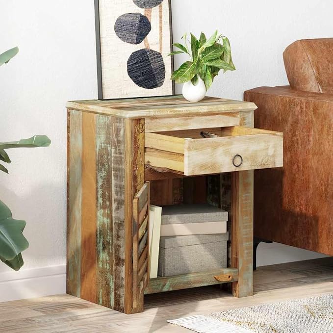 YAFF Vintage Reclaimed Wood End Table by YAFF