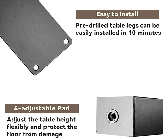 28 Inch Metal Table Desk Legs, Heavy Duty DIY Industrial Furniture Legs - Image 5