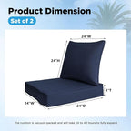 Sunbrella Outdoor Deep Seat & Back Cushion Set, 24 x 24 Inch Water Repellent - Image 3