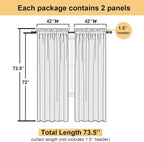 Lemon Sheer Curtains 72 Inches Long 2 Panels, Solid Voile Rustic Window Curtains - Image 3