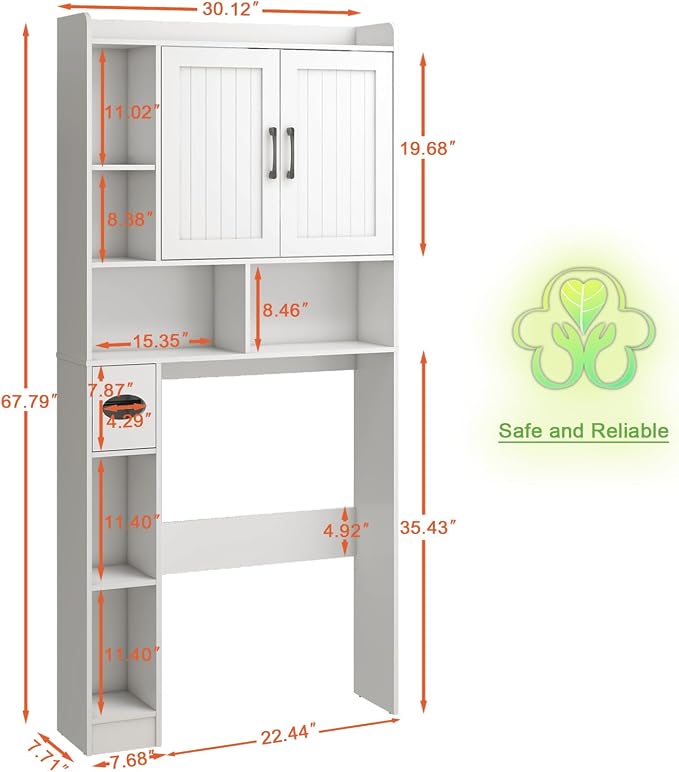 Vabches Over The Toilet Storage Cabinet, Farmhouse Storage Cabinet Over Toilet - Image 2