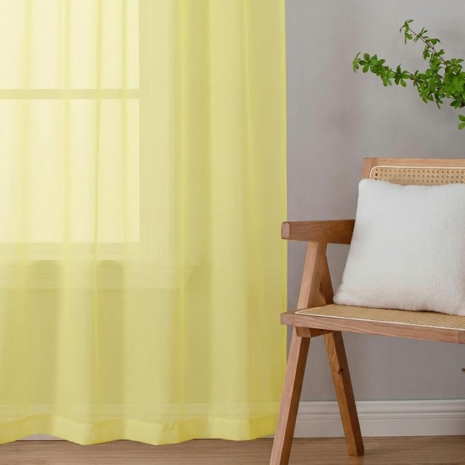 Goose Yellow Sheer Curtains 78 Inches Long 2 Panels, Airy Light Filtering Voile - Image 8