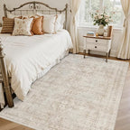 3x5 Area Rugs Living Room: Bedroom Neutral Washable Carpet Brown | Vintage Boho - Image 2