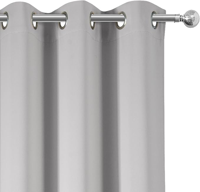 Blackout Curtains 66 x 54 Inch Long Light Grey Curtains Set of 2 Panels Room - Image 6