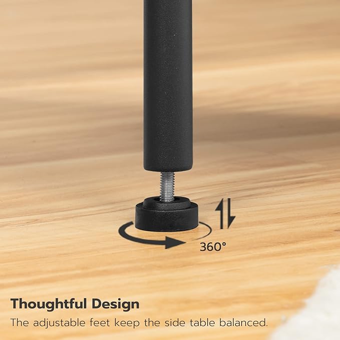 HOOBRO Side Table with Charging Station, Nightstand with 2-Layer Storage Shelves - Image 8