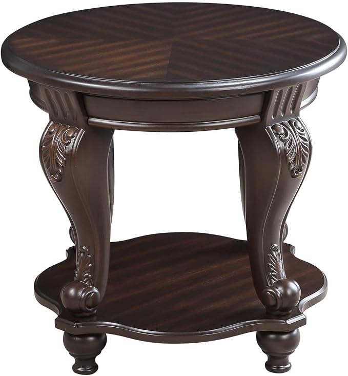 Round End Table for Living Room, Solid Wood Sofa Side Table - Image 6
