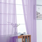 SpaceDresser Basic Rod Pocket Sheer Voile Window Curtain Panels Lavender 1 Pair - Image 3