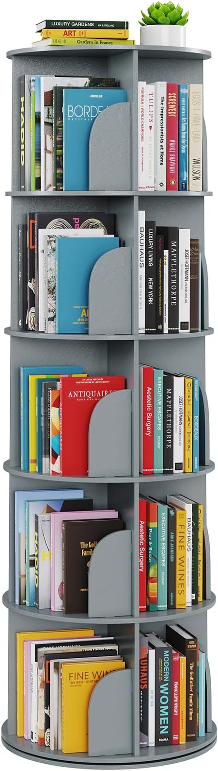 SpaceAid 5 Tier Rotating Bookshelf Tower, Spinning Bookcase Lazy Susan by SpaceAid