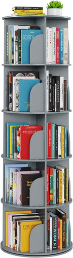 SpaceAid 5 Tier Rotating Bookshelf Tower, Spinning Bookcase Lazy Susan by SpaceAid