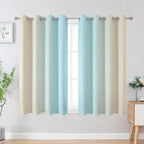Aqua and Beige Ombre Blackout Curtains - Image 2