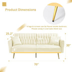 70” Velvet Futon Sofa Bed with 2 Pillows and Adjustable Armrests, Convertible - Image 3