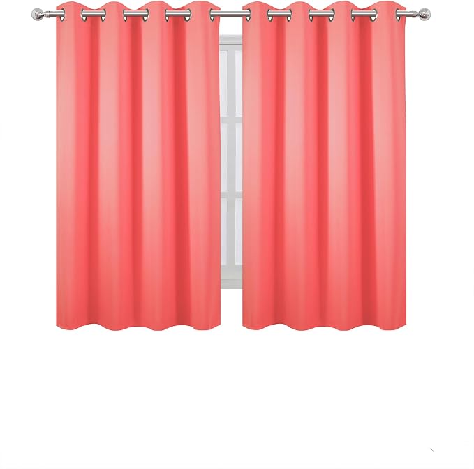Blackout Curtains 52 x 45 inch Coral Curtains Set of 2 Panels/Thermal Insulated - Image 2