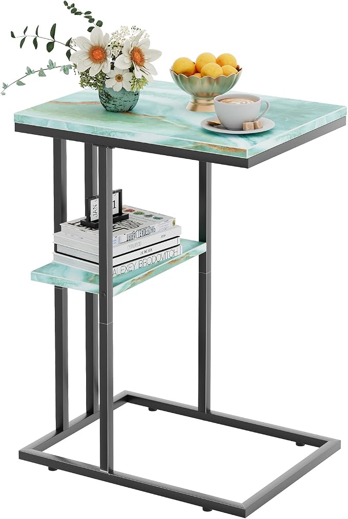 C Shaped End Side Table, Couch Sofa Table by Katrawu