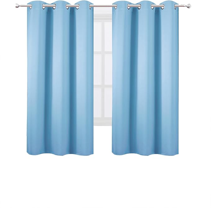 Blackout Curtains 40 x 63 inch/Sky Blue Curtains Set of 2 Panels/Thermal - Image 2
