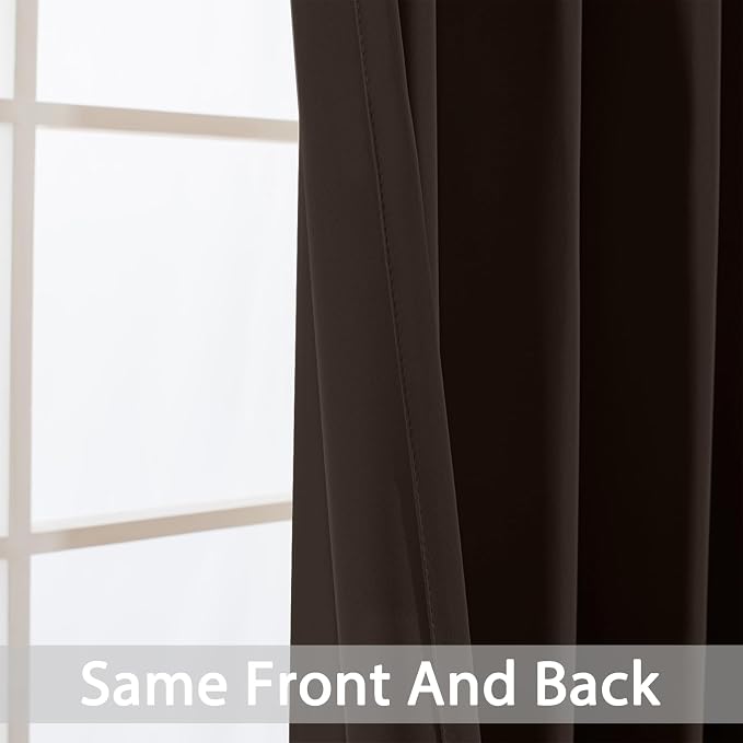 Yakamok Room Darkening Curtains 52x84 inch Length Dark Brown-Living Room | 2 - Image 4