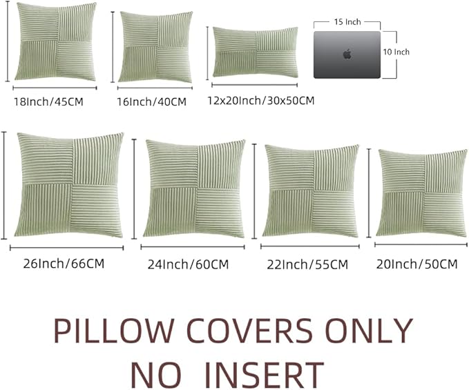 Fancy Homi 2 Packs Sage Green Euro Decorative Throw Pillow Covers 26x26 Inch - Image 7