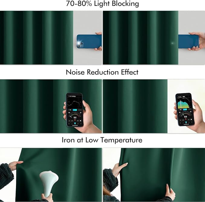 MIULEE Christmas Hunter Green Back Tab Blackout Curtains 52"x108" 2 Panels | - Image 5