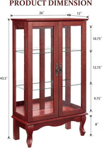 Curio Cabinet With Lighted Tall Leg Glass Door, Antique Display With Mirrored - Image 2