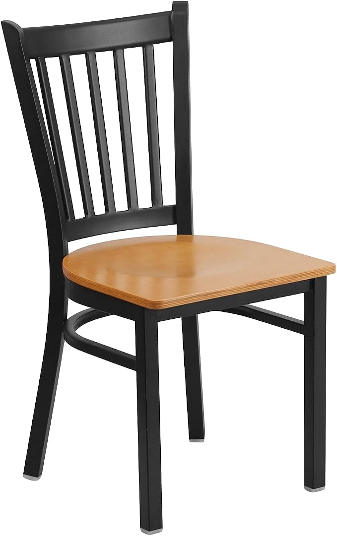 Flash Furniture 2 Pack HERCULES Series Black Vertical Back Metal Restaurant - Image 5