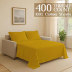 Sleeper Sofa Bed Sheet, 100% Cotton 400 Thread Count, 4 Piece Set, Deep Pocket - Image 2