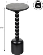JONATHAN Y Turner 24.5" Black Mango Wood Round Drink Table, Tall Pedestal - Image 3