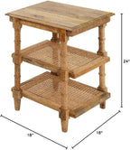 Chesterfield Wood & Cane Accent Table in Brown - Image 3