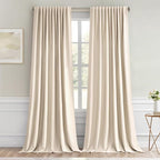 MIULEE Cream Beige Back Tab Blackout Curtains 66x96 Inch Length 2 Panel Set | by MIULEE