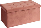 B FSOBEIIALEO Folding Storage Ottoman, Long Ottomans Shoes Bench, Velvet by BFSOBEIIALEO