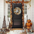 20" Harvest Fall Wreath for Front Door,Pumpkins Berries Autumn Wreaths - Image 5
