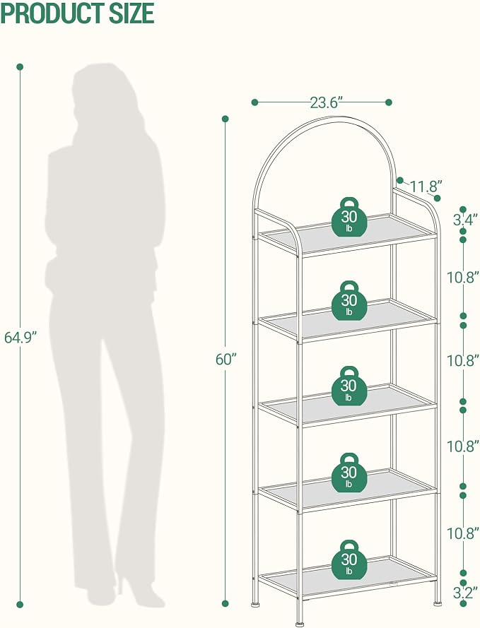 Hzuaneri Bookcase Bookshelf, Tempered Glass Bookshelves, Slim Shelving Unit - Image 3