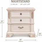 First of a Kind Traditional Wood Bedside Table Santa Monica Collection White - Image 4