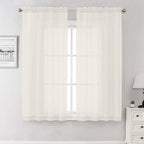 Ivory Sheer Curtains 68 Inch Length 2 Pcs, Light Filtering Rod Pockets Bedroom by Lecloud