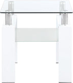 Coaster Home Furnishings Dyer 1-Shelf Square Glass Top Side End Table White - Image 4