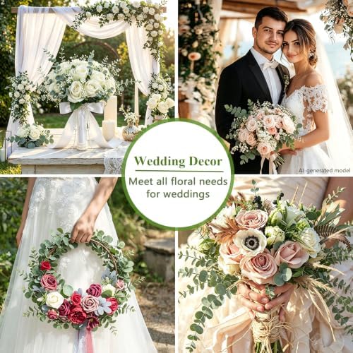 100 Pcs Eucalyptus Stems Artificial Eucalyptus Leaves Stems,Fake Eucalyptus Plants Real Touch Faux Eucalyptus Garland for Office Flowers Bouquet,Table Centerpieces,Wedding,Garden Decoration,Home Decor - Image 3