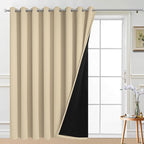 Yakamok Beige 100% Blackout Patio Door Curtain Panels W100 x L84, 1 Panel | by Yakamok