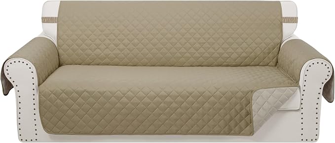 Reversible Couch Cover for 3 Cushion, Camel/Beige | Couch Cover for Sofa by LuxshareHome