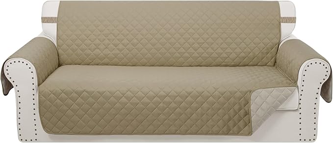 Reversible 4 Seater Sofa Cover 91" Large, Camel/Beige | Couch Cover Furniture by LuxshareHome